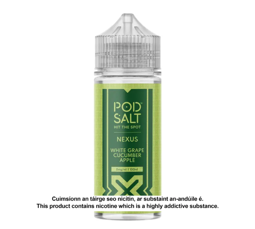 POD SALT NEXUS WHITE GRAPE CUCUMBER APPLE (PRO GREEN) 100ML SHORTFILL E-LIQUID