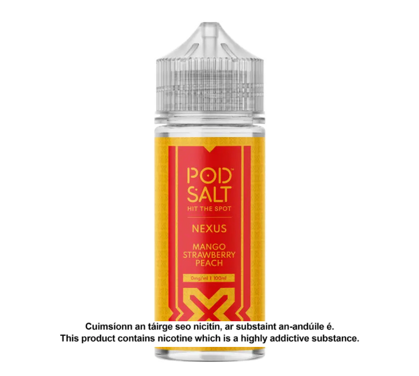 POD SALT NEXUS MANGO STRAWBERRY PEACH 100ML SHORTFILL E-LIQUID