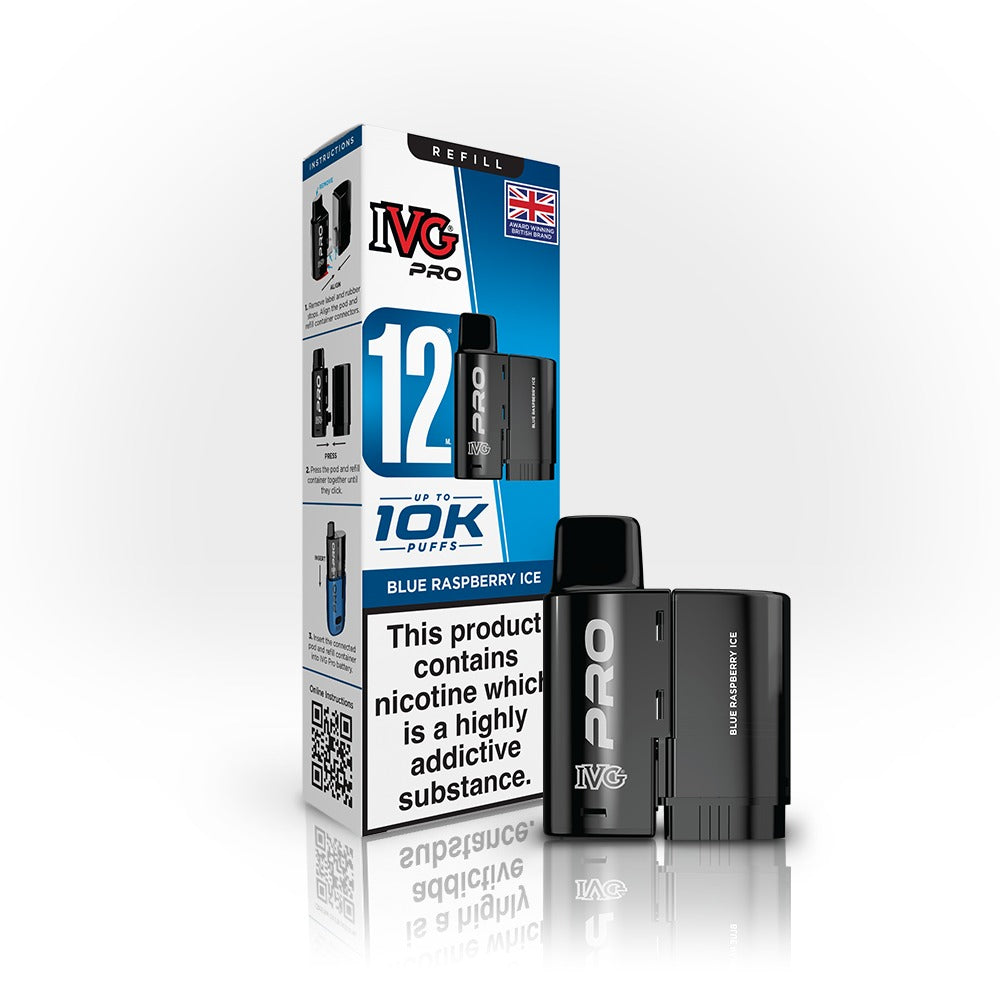 IVG Pro vaping device and refill pack on a white background