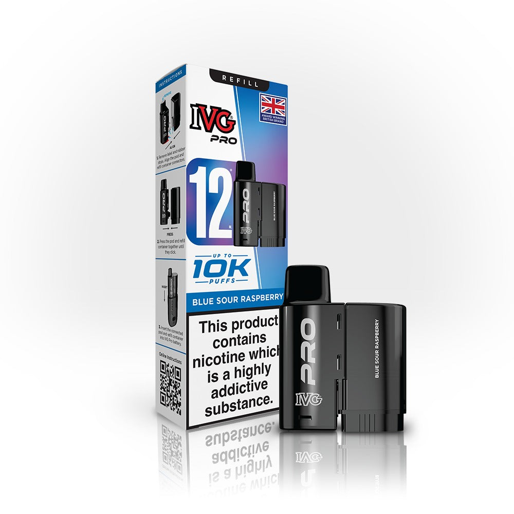 IVG Pro vaping device and packaging on a white background