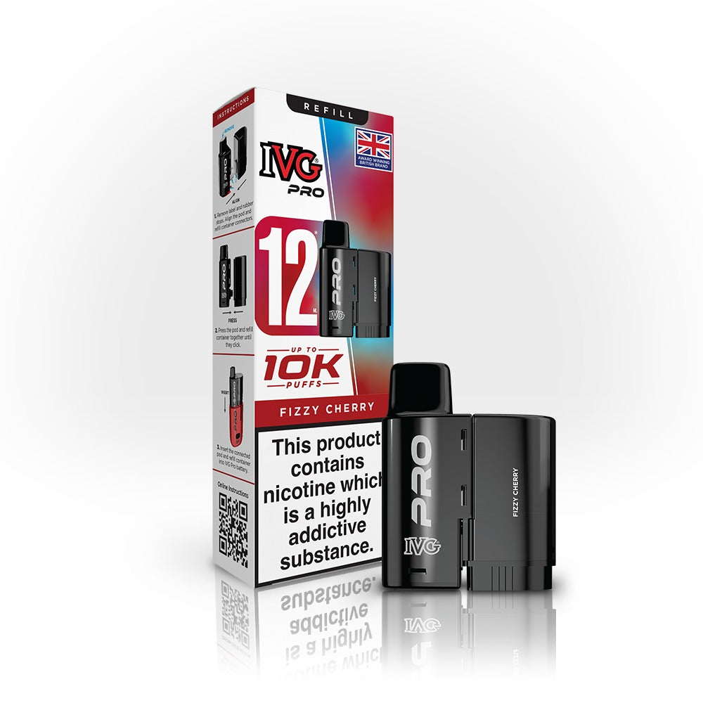 IVG Pro vaping device and packaging on a white background