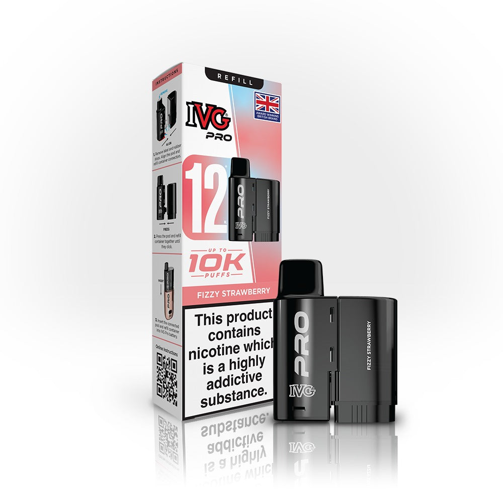 IVG Pro vaping device and packaging on a white background