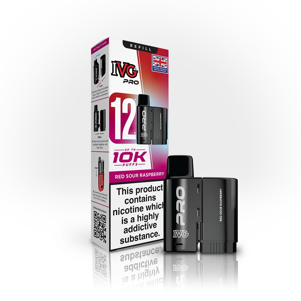 IVG Pro vaping device and packaging on a white background