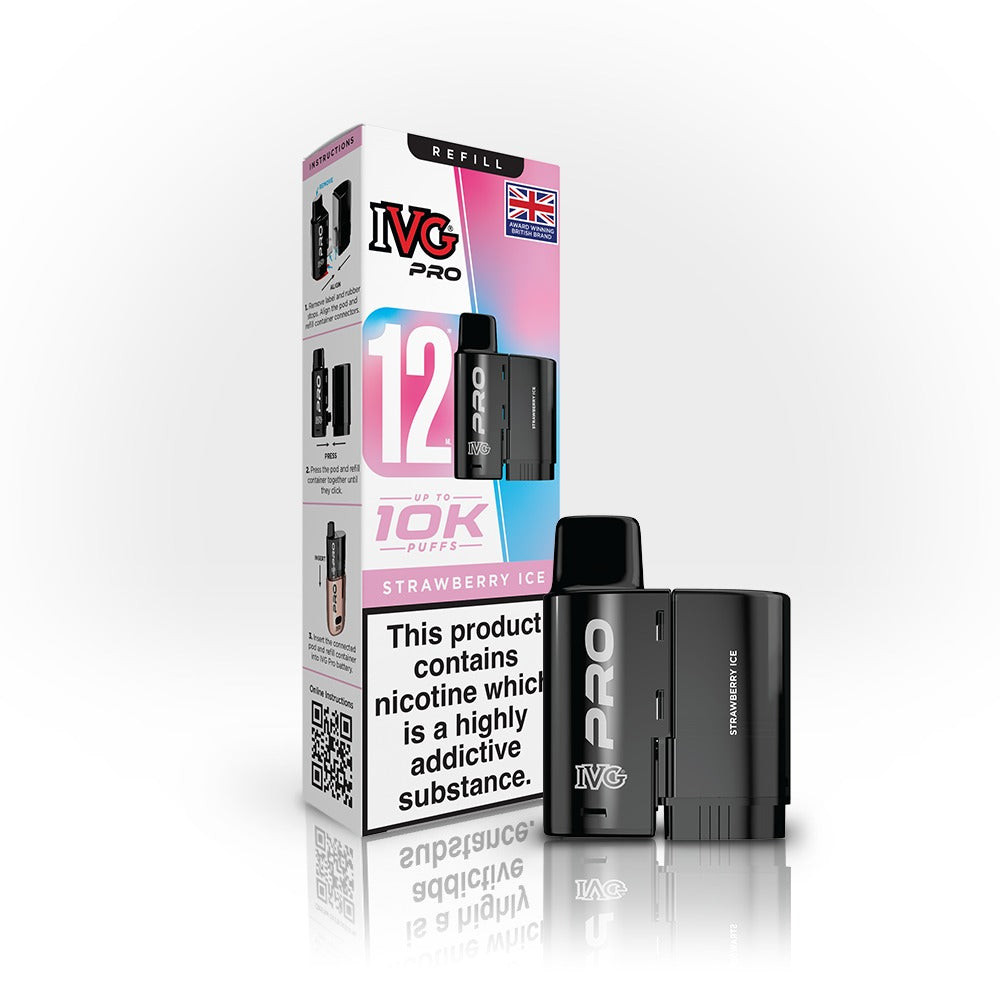 IVG Pro vaping device and packaging on a white background