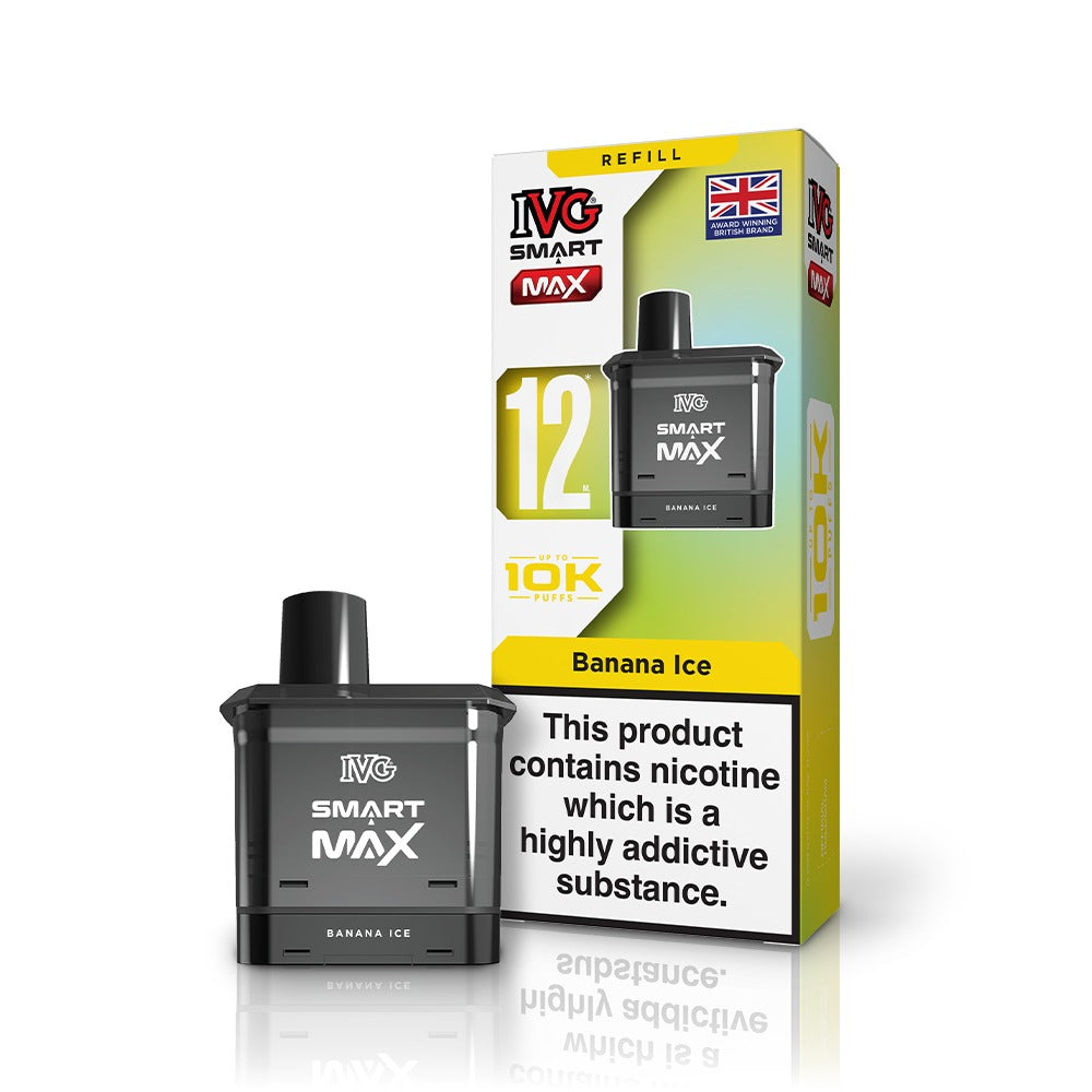 IVG Smart Max vaping device and refill pack on a white background