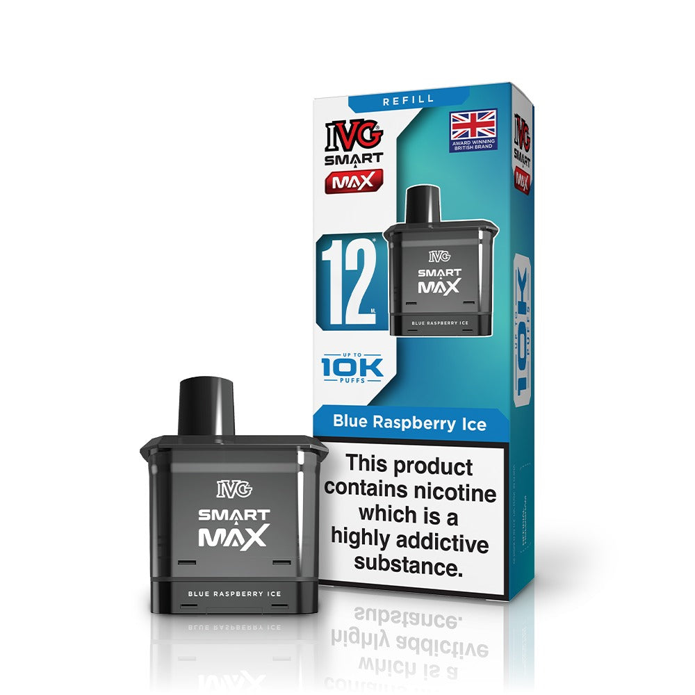 IVG Smart Max vape refill packaging with nicotine warning label on a white background