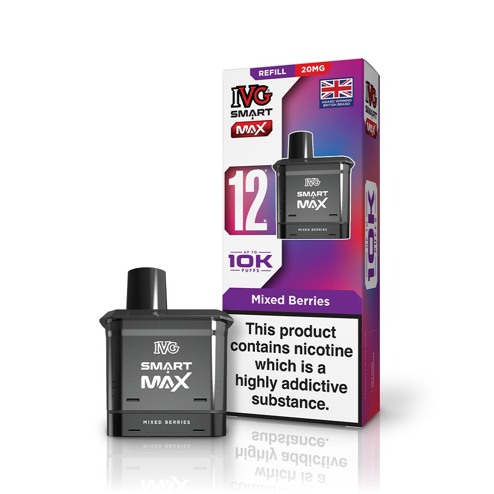 IVG Smart Max vaping device and refill pack on a white background