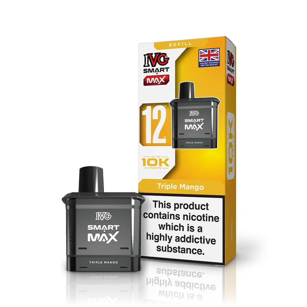 IVG Smart Max vaping device and refill pack on a white background