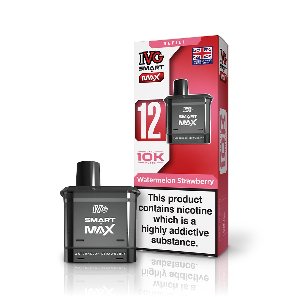 IVG Smart Max vaping device and refill pack on a white background