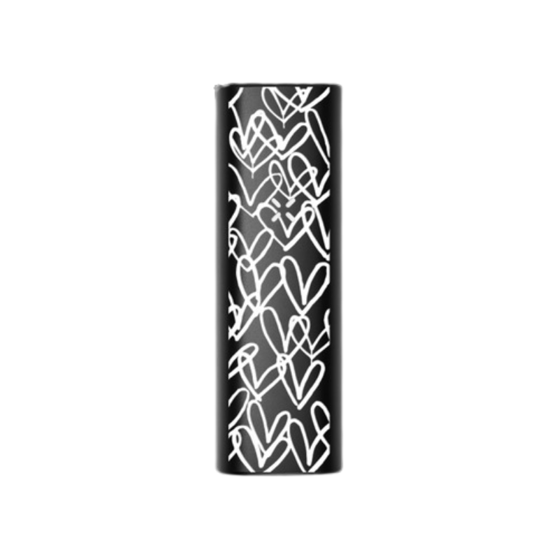 Jgoldcrown X Pax Mini limited edition vaporizer featuring white heart graffiti design on sleek metallic body
