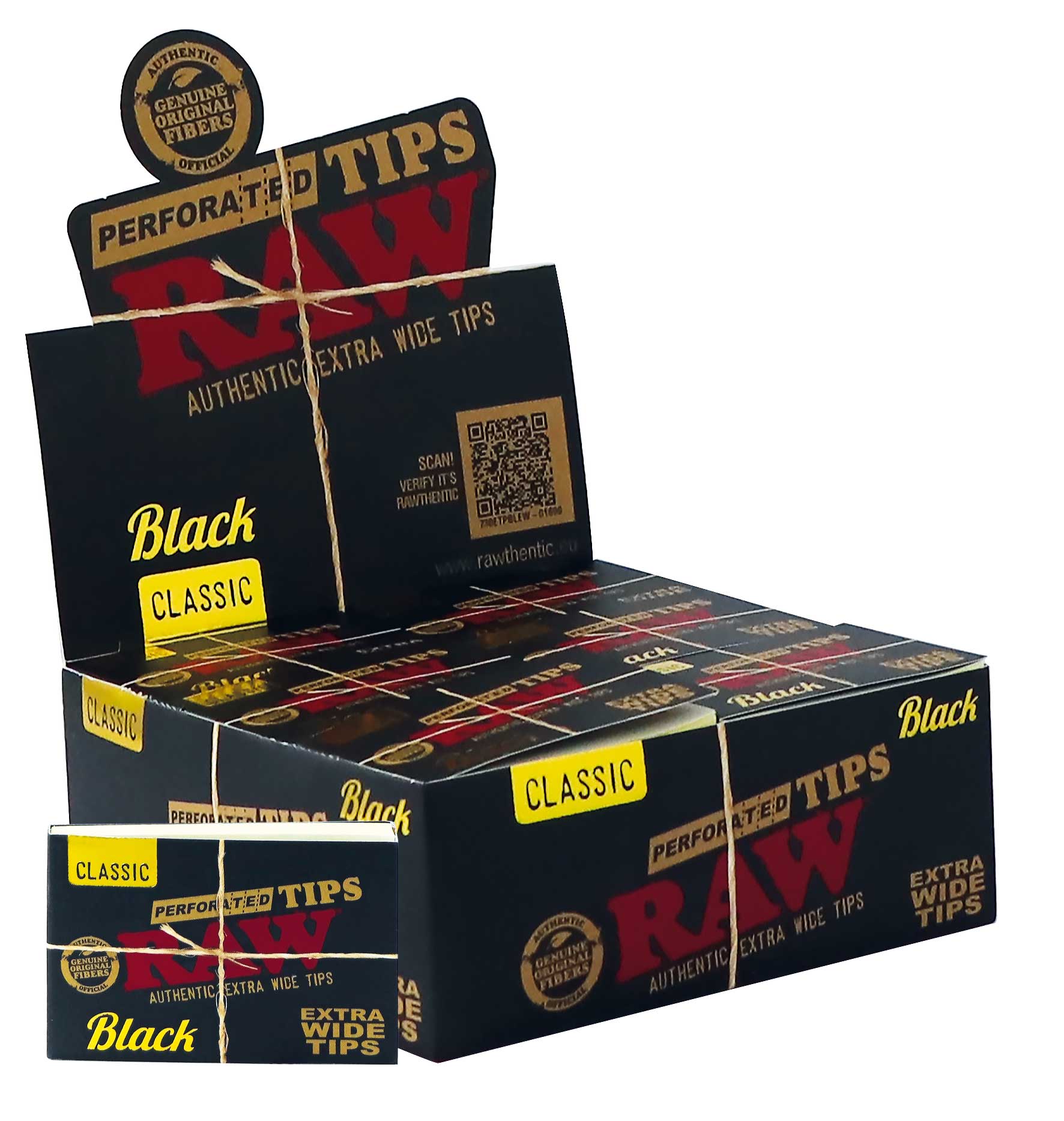 RAW Tips – Extra Wide Black Perforated – 36 Booklets