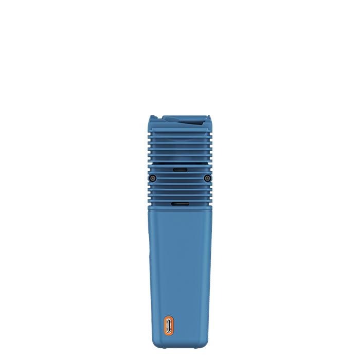Blue Veazy dry herb vaporizer with temperature control and charging cable