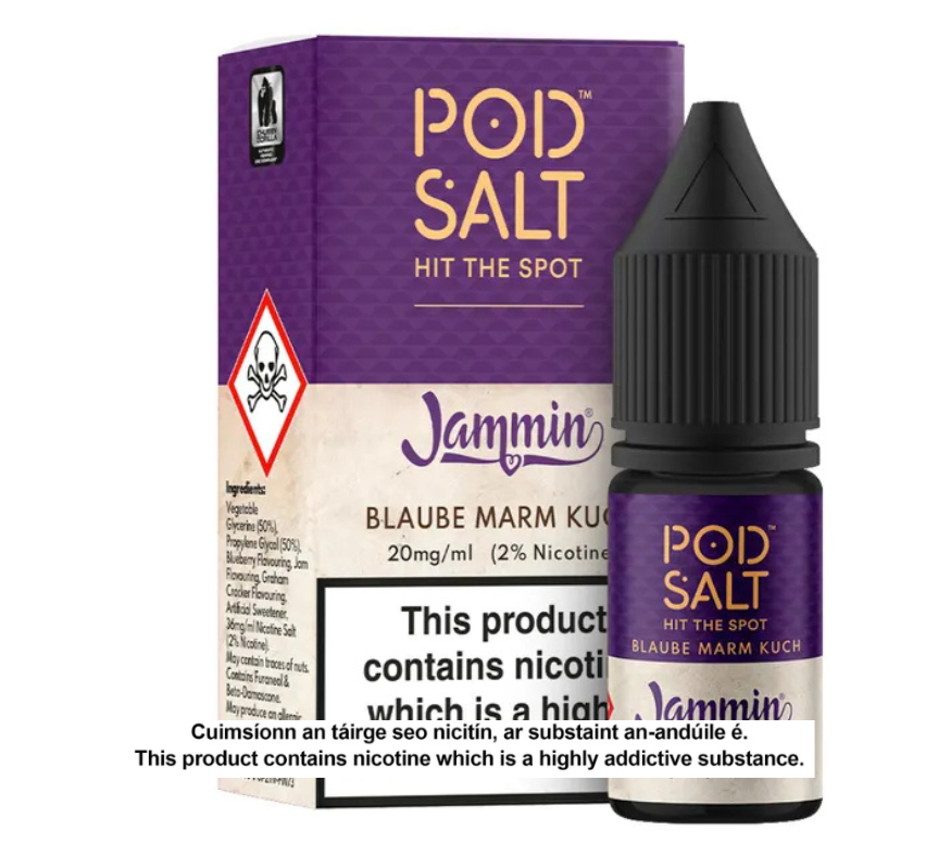 POD SALT BLUEBERRY JAM TART 10ML NICOTINE SALT E-LIQUID FUSION (5 units per pack)