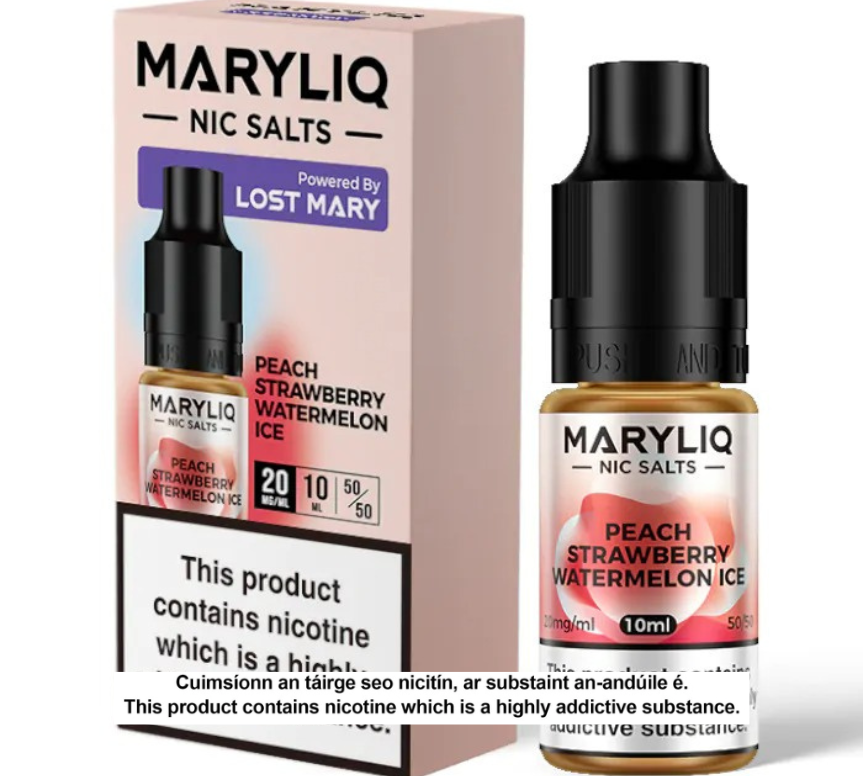 Lost Mary Maryliq Nic Salts - Peach Strawberry Watermelon Ice - 10ml E-liquid (10 units per pack)