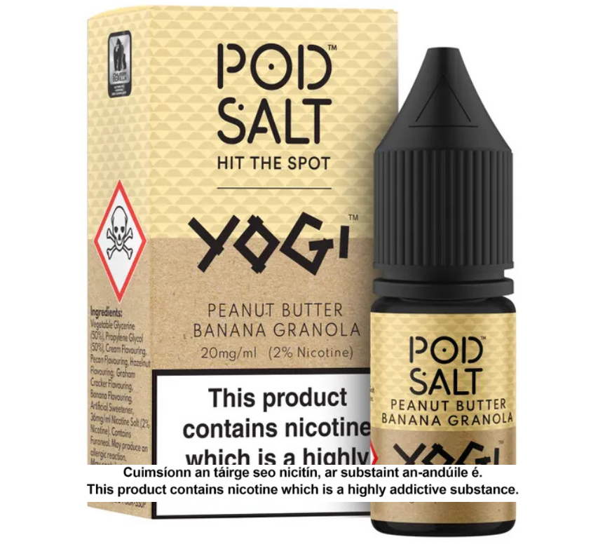 POD SALT YOGI PEANUT BUTTER BANANA GRANOLA 10ML NICOTINE SALT E-LIQUID FUSION (5 units per pack)
