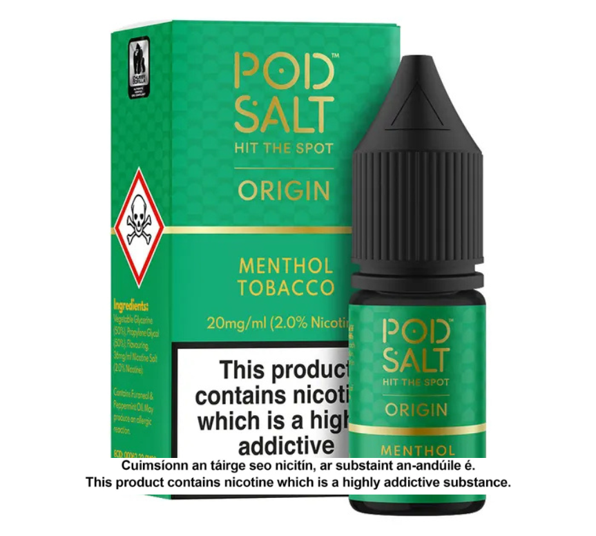 POD SALT ORIGIN MENTHOL TOBACCO 10ML NICOTINE SALT E-LIQUID (5 units per pack)
