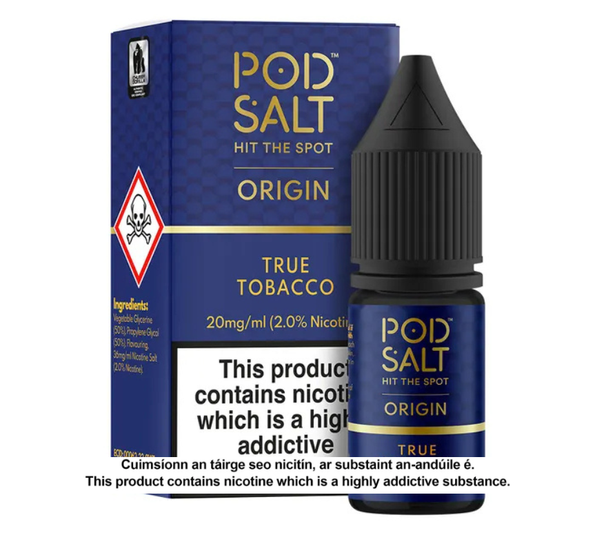 POD SALT ORIGIN TRUE TOBACCO 10ML NICOTINE SALT E-LIQUID (5 units per pack)