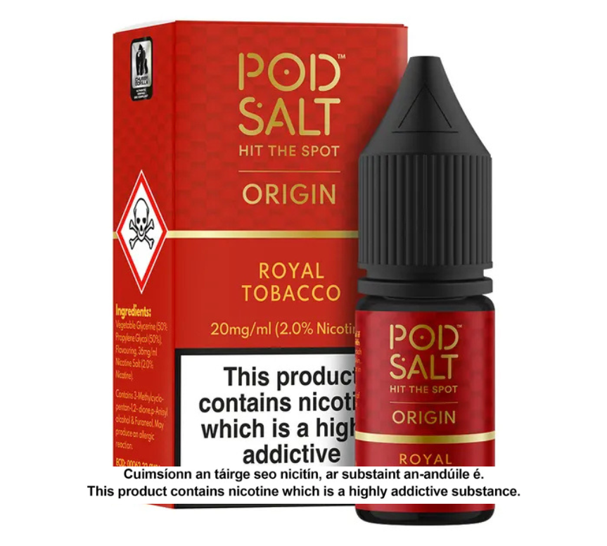 POD SALT ORIGIN ROYAL TOBACCO 10ML NICOTINE SALT E-LIQUID (5 units per pack)