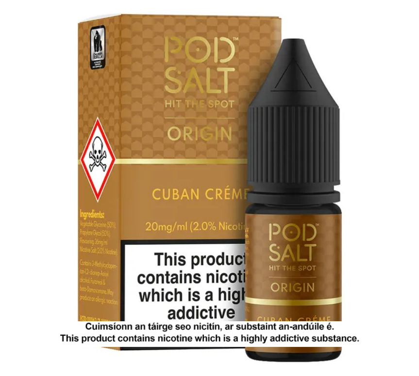 POD SALT ORIGIN CUBAN CREME 10ML NICOTINE SALT E-LIQUID (5 units per pack)