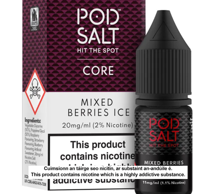 POD SALT MIXED BERRIES ICE 10ML NICOTINE SALT E-LIQUID (5 units per pack)