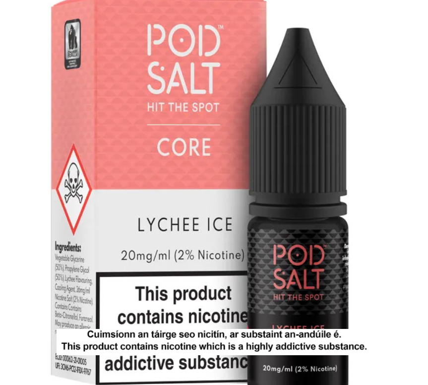 POD SALT LYCHEE ICE 10ML NICOTINE SALT E-LIQUID (5 units per pack)