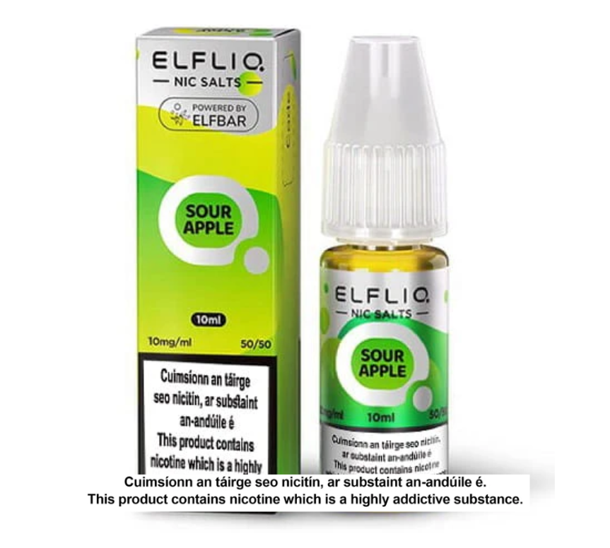 Elfliq Nic Salts - Sour Apple - 10ml E-liquid (10 units per pack)